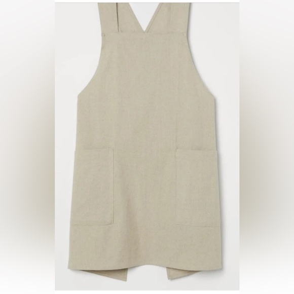 H&M Home Cotton Linen Blend Light Beige Apron Unisex Korean style - Picture 2 of 12
